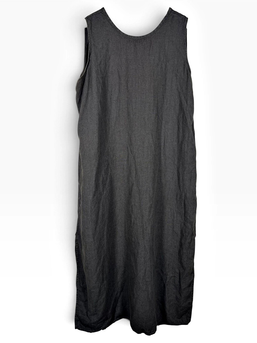 FLAX by Jeanne Engelhart Womens Linen Maxi Dress Size L Brown Lagenlook Artsy